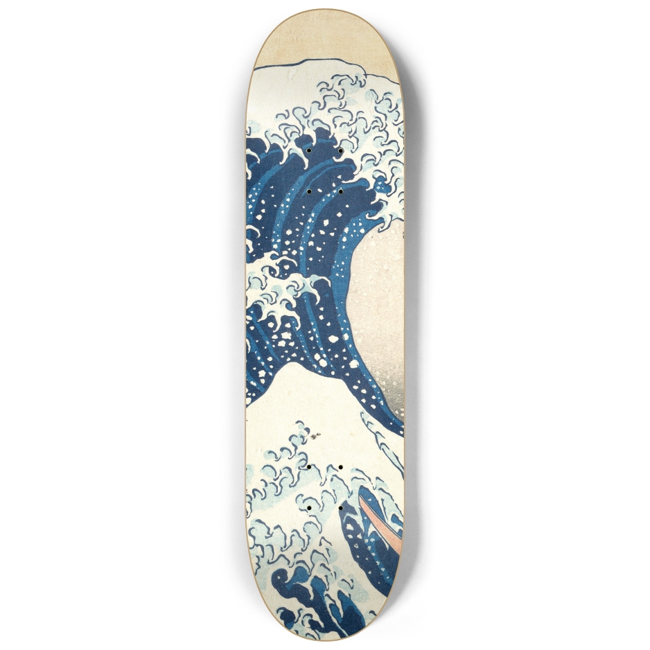 Limited edition triptych skateboard set featuring Hokusai's