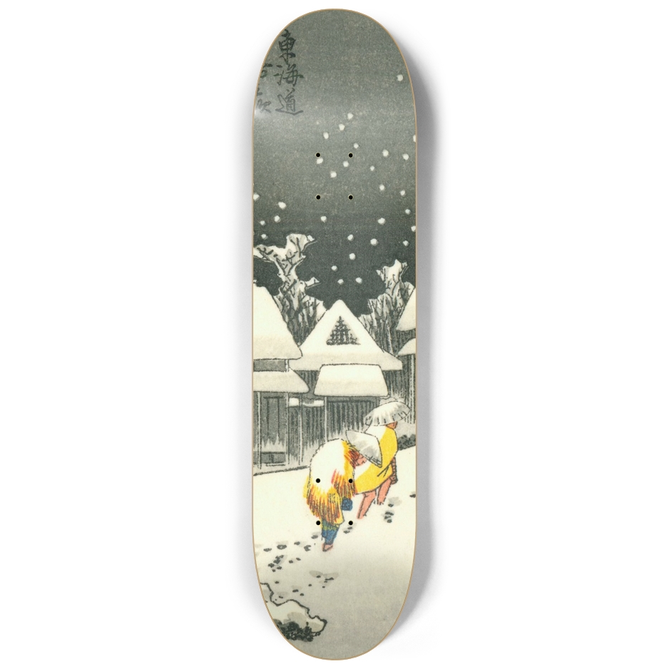 Kanbara: Snowy Night Triptych — Right Deck Artwork by Hiroshige