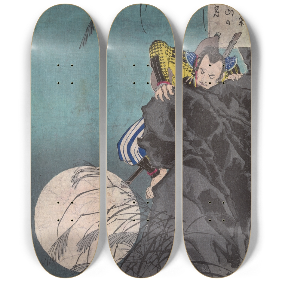 Moon at Mount Inaba Skateboard Triptych by Yoshitoshi — Full 3-Deck Art Set