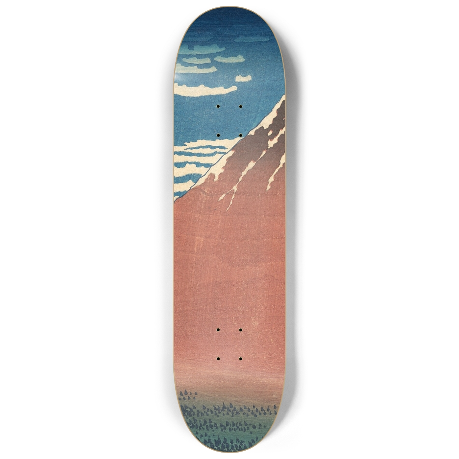 Red Fuji Triptych — Center Deck Artwork by Hokusai