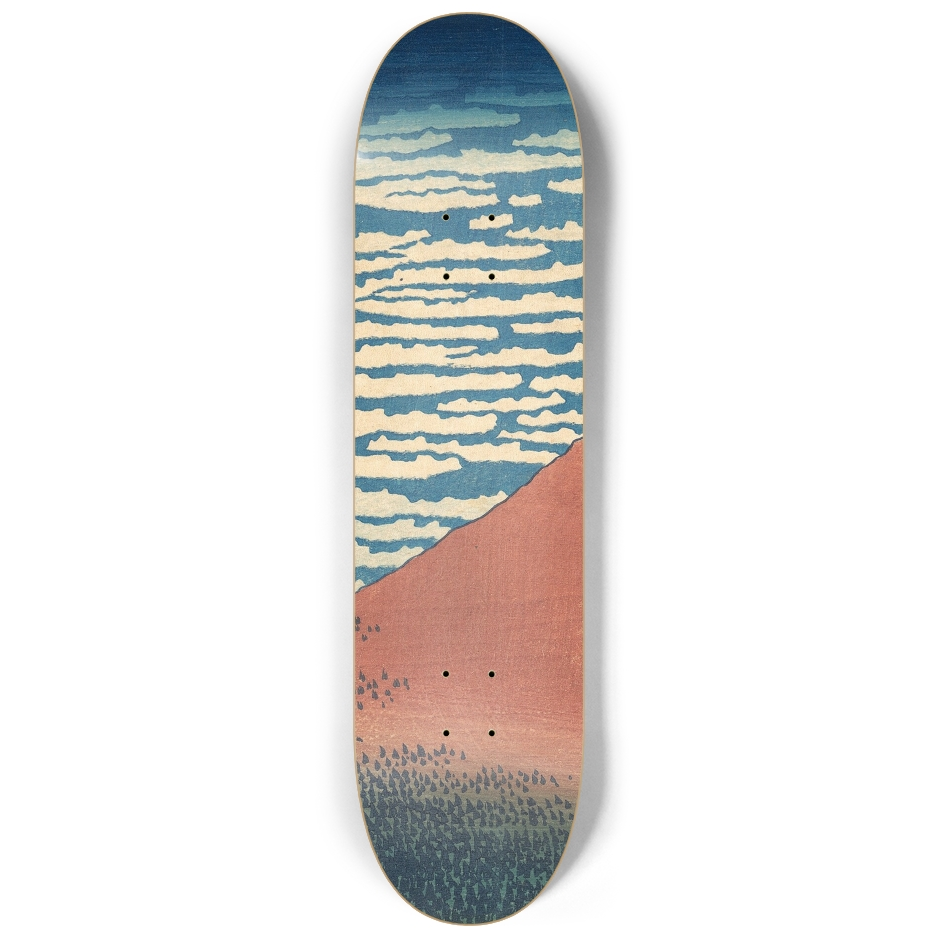 Red Fuji Triptych — Left Deck Artwork by Hokusai