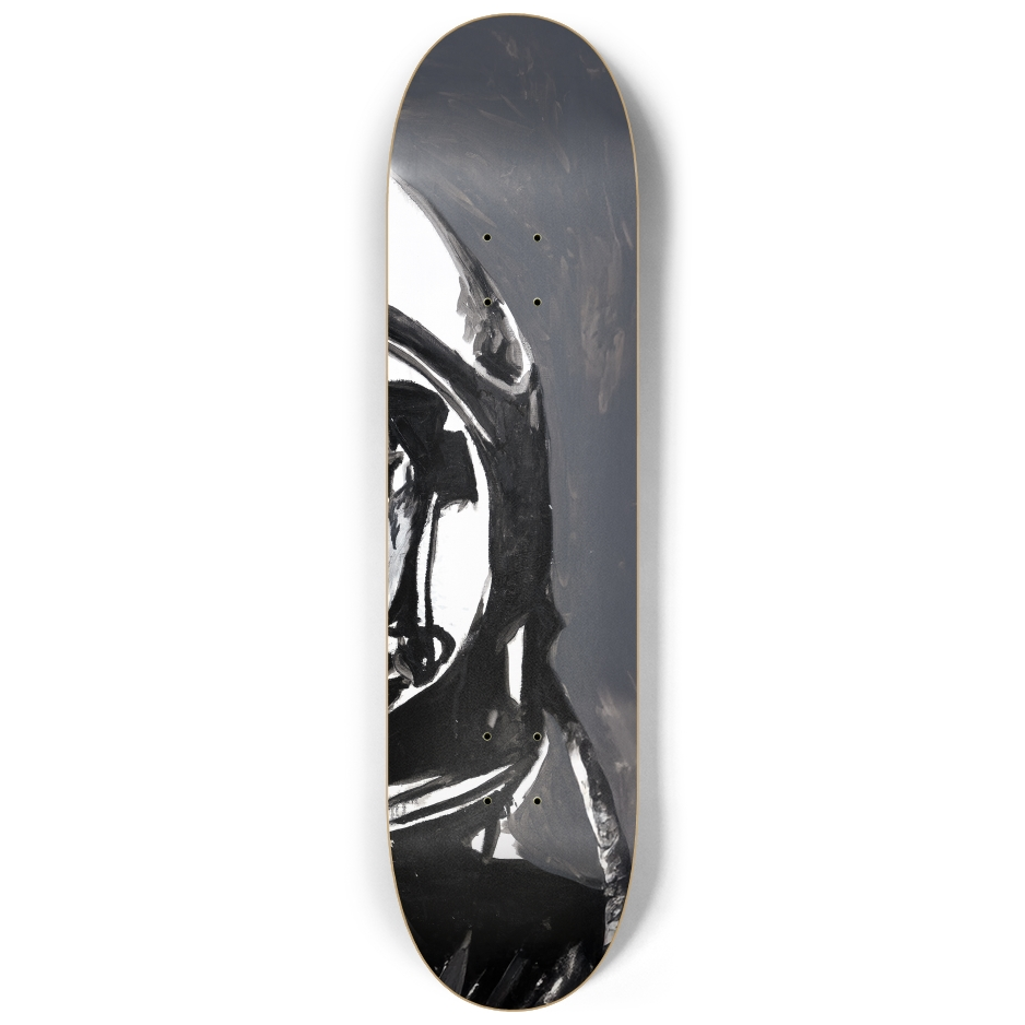 Right side of the "Space Man" triptych skateboard series, featuring the final section of the astronaut figure in bold black and white.
