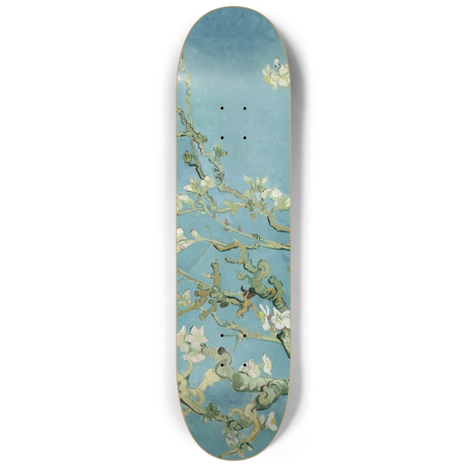 Van Gogh Almond Blossoms left skateboard deck with flowered branch detail